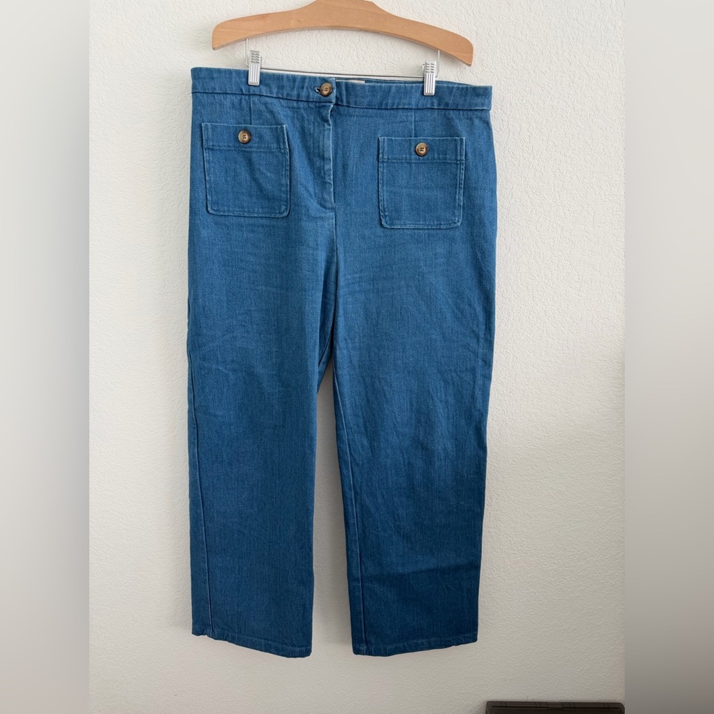 Sezane Wide Leg Jeans Size 14 Dan Trousers In Cyan Size 14 EU 46 - Picture 3 of 7